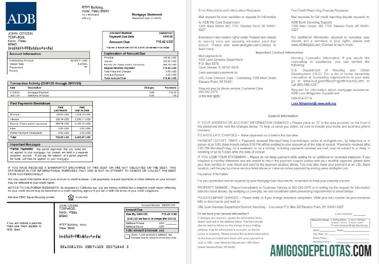 Declaração de hipoteca Palau ADB em formatos Word e PDF modelo